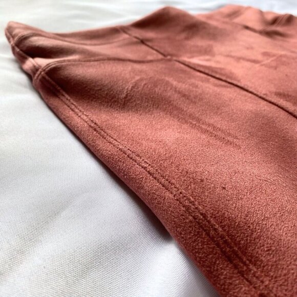 SPANX RICH ROSE PINK FAUX SUEDE HIGH WAIST SKINNY LEGGINGS - M - Picture 7 of 9